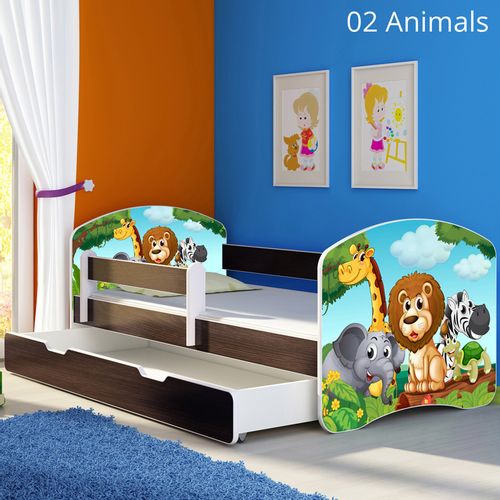 Dječji krevet ACMA s motivom, bočna wenge + ladica 180x80 cm 02-animals slika 1