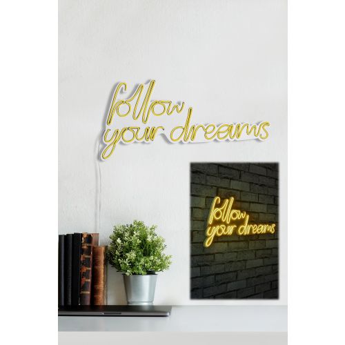 Wallity Ukrasna plastična LED rasvjeta, Follow Your Dreams - Yellow slika 12