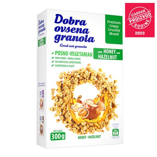 DOBRA OVSENA GRANOLA med&lešnik 300g slika 1