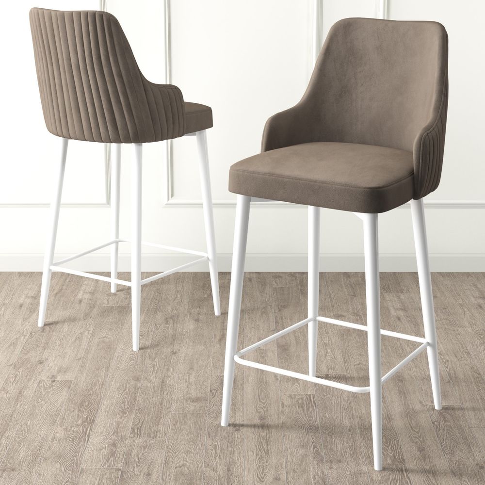 Enox - Cappuccino, Bijeli Bar Stolac Set (6 Komada) slika 2