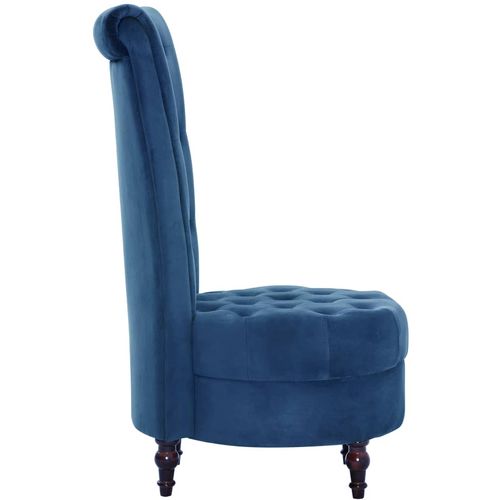 Stolica s visokim naslonom plava baršunasta slika 24