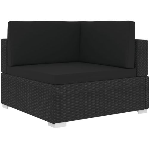 Modularna kutna fotelja s jastucima 1 kom od poliratana crna slika 41