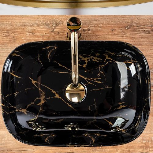 REA Nadgradni umivaonik Belinda Black Marble shiny slika 3