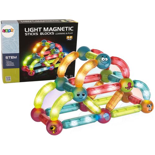 Set svjetlećih edukativnih magnetskih blokova - 52 elementa slika 1