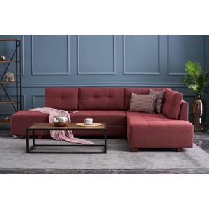 Atelier Del Sofa Kutna garnitura na razvlačenje, Bordo crvena, Manama Corner Sofa Bed Right - Claret Red