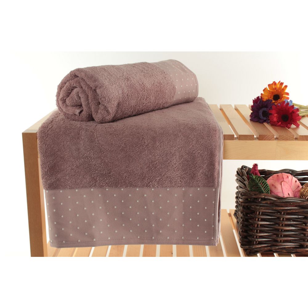 Set Ručnika Pitircik - Dusty Rose i Bijeli (2 Komada) slika 1