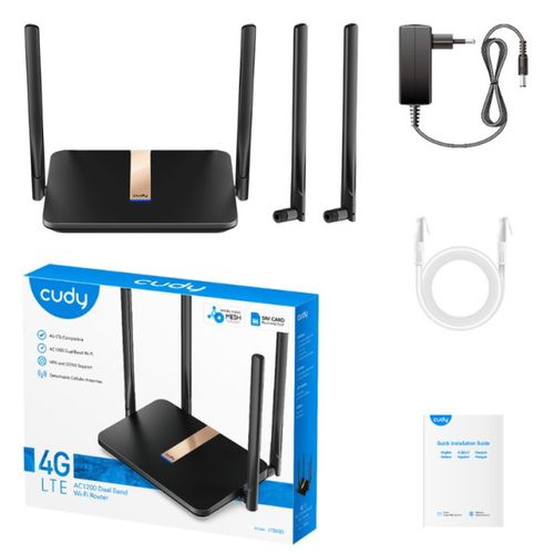 Cudy LT500D 4G LTE AC1200 Dual Band MESH Wi-Fi Router CPE 4+5Ghz, 1W/4L 10/100, 4x Antena detachable slika 4