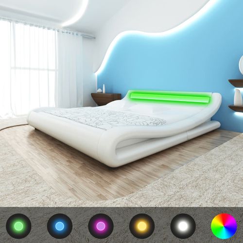Krevet od umjetne kože sa madracem LED bijeli 140 x 200 cm slika 46