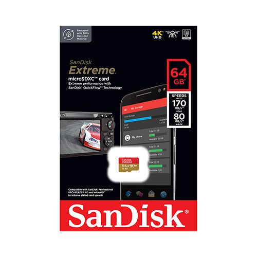 SanDisk SDXC 64GB Extreme micro 170MB/s UHS-I Class10 U3 V30+Ad slika 2