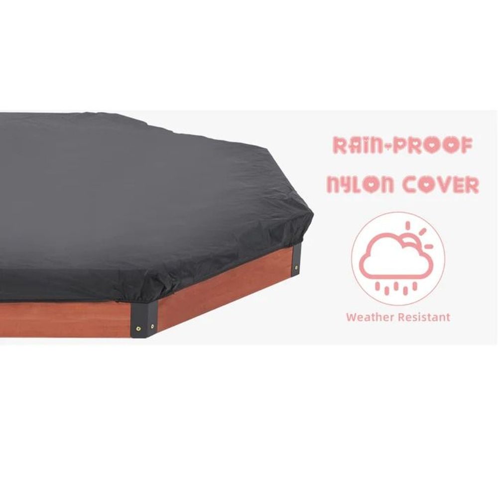 Kinder Home Drveni pješčanik sa vodootpornom navlakom Octagon, 198cm slika 3