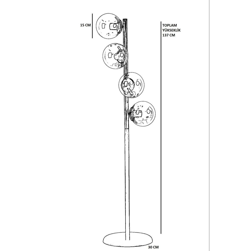 Simay 4 Lü Eskitme Bal Camlı Lambader Gold Floor Lamp slika 4