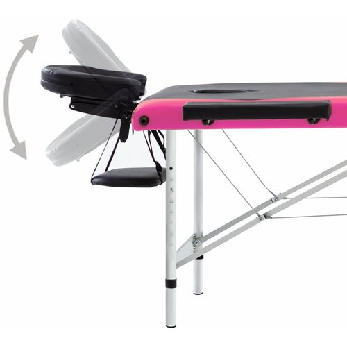 Sklopivi masažni stol s 3 zone aluminijski crno-ružičasti slika 5