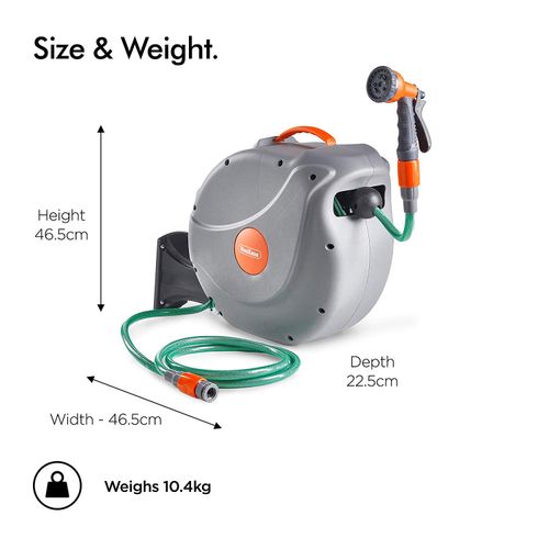 VonHaus wall hose holder 30m auto Roll-Up 8-function spray gun slika 7