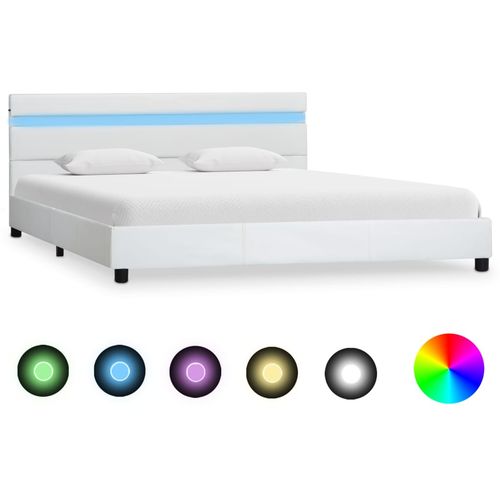 Okvir za krevet od umjetne kože LED bijeli 120 x 200 cm slika 37