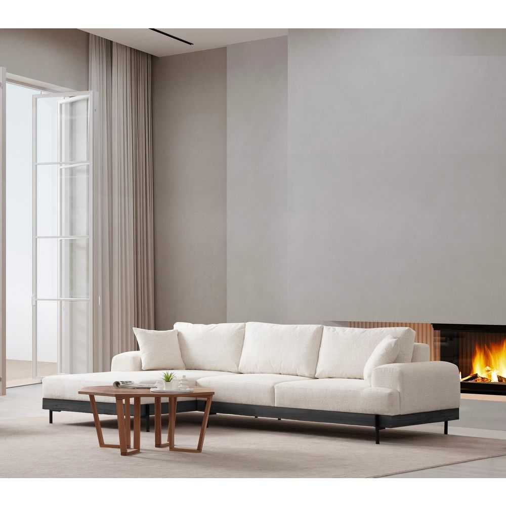 Ugaona Sofa Eti Black Left - Bijela slika 2