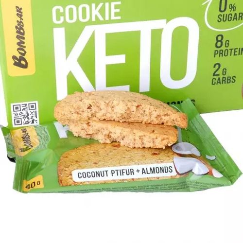 BOMBBAR Keto cookie nepreliveni, kokos - badem 40g slika 2