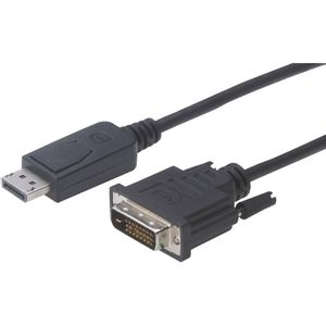 Digitus DisplayPort / DVI adapterski kabel DisplayPort utikač, DVI-D 24+1-polni utikač 2.00 m crna DB-340301-020-S okrugli, dvostruko zaštićen, zaključan DisplayPort kabel