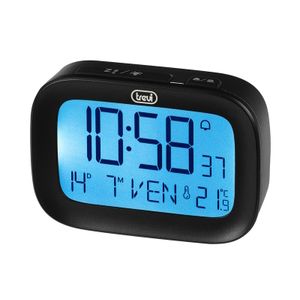 TREVI budilica, termometar, digitalni display, snooze, crni SLD 3850