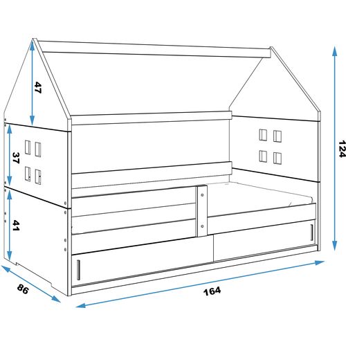 Drveni dječji krevet Domi 1 s prostorom za pohranu- 160x80cm - plavi - bijeli slika 2