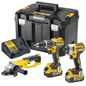 Dewalt DCK383P2T kit aku bušilica, udarni odvijač, kutna brusilica 