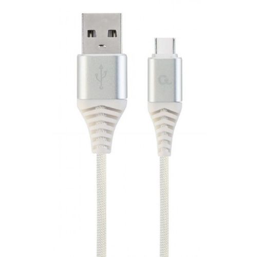 CC-USB2B-AMCM-1M-BW2 Gembird Premium cotton braided Type-C USB charging -data cable,1m, silver/white slika 1
