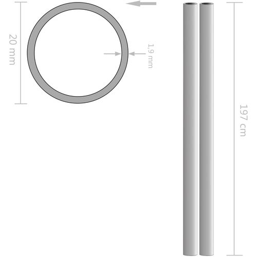 Cijevi od nehrđajućeg čelika 2 kom okrugle V2A 2m Ø 20 x 1,9 mm slika 4