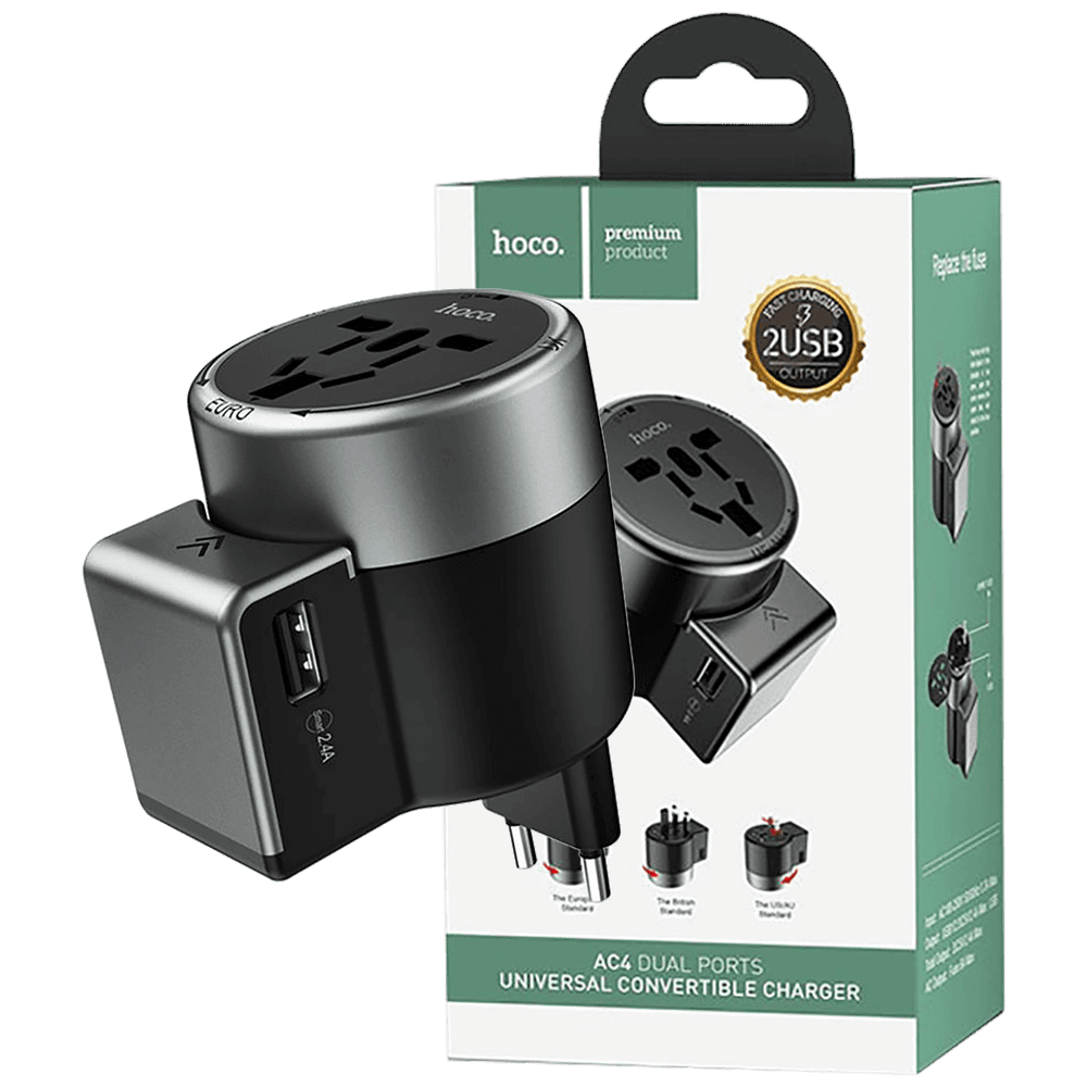 hoco. Punjač Travel, univerzalni- AC4 Dual port rotating charging slika 1