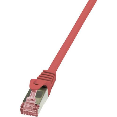 LogiLink CQ2064S RJ45 mrežni kabel, Patch kabel cat 6 S/FTP 3.00 m crvena vatrostalan, sa zaštitom za nosić 1 St. slika 1