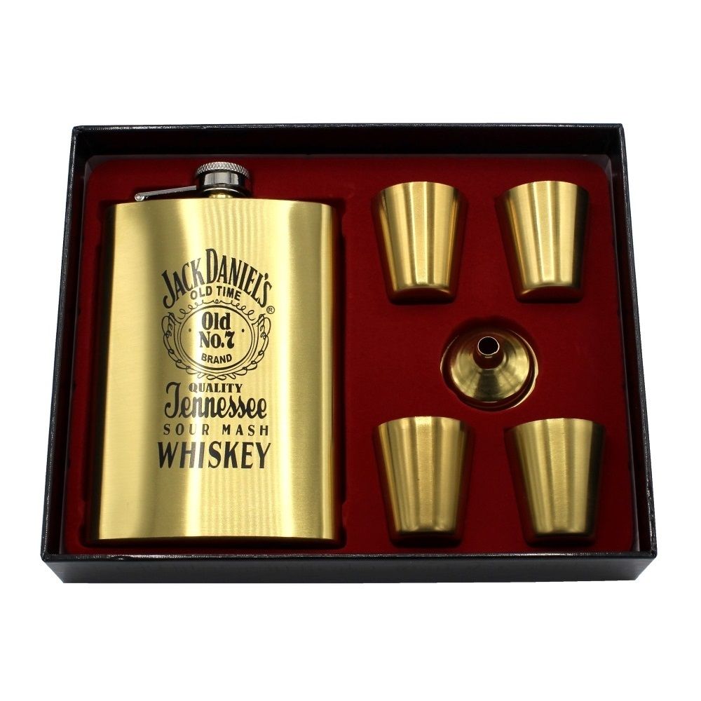 Poklon set Jack Daniel's ploska 270 ml, 4x čašice, lijevak, boja zlata, model: 913-1350 slika 1