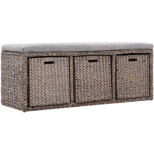 Klupa s 3 košare od morske trave 105 x 40 x 42 cm siva slika 18