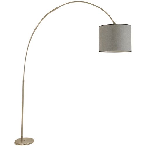 Deve Boynu Mat Krom Lambader Pramit Hasır Gri Abajurlu Anthracite Floor Lamp slika 1