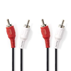 Kabel NEDIS, 2xRCA (M) na 2xRCA (M), crni, 10m, polybag