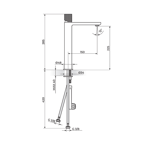 Rosan S.2 BLACK - GOLD Baterija za lavabo  L slika 2