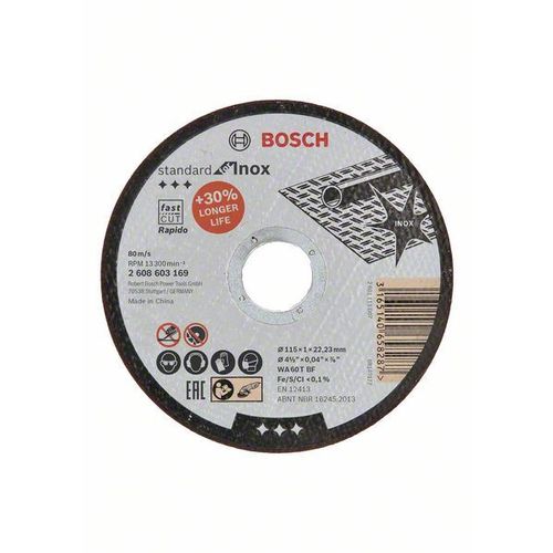 Bosch  rezna ploča ravna Standard for Inox - Rapido 2608603169, WA 60 T BF, 115 mm, 22,23 mm, 1,0 mm slika 1