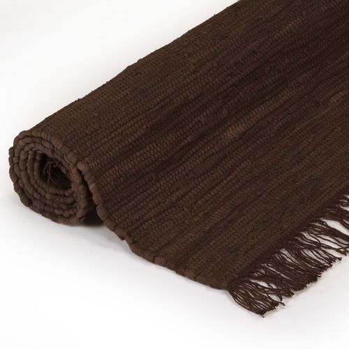 Ručno tkani tepih Chindi od pamuka 120 x 170 cm smeđi slika 12
