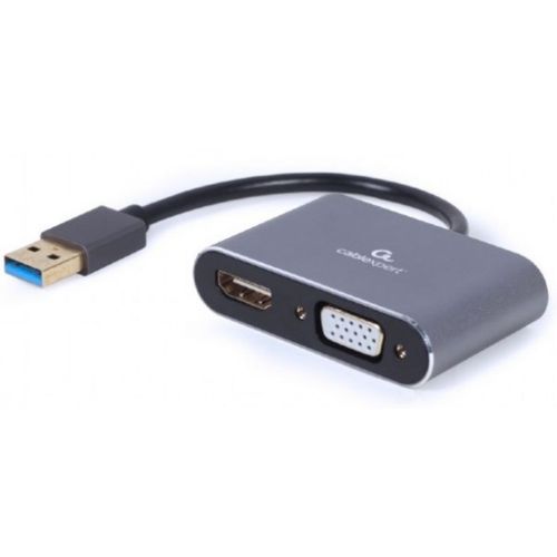 A-USB3-HDMIVGA-01 Gembird USB to HDMI + VGA display adapter, space grey slika 1