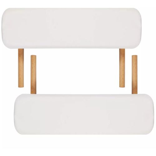 Sklopivi stol za masažu s drvenim okvirom trodijelni krem bijeli slika 15