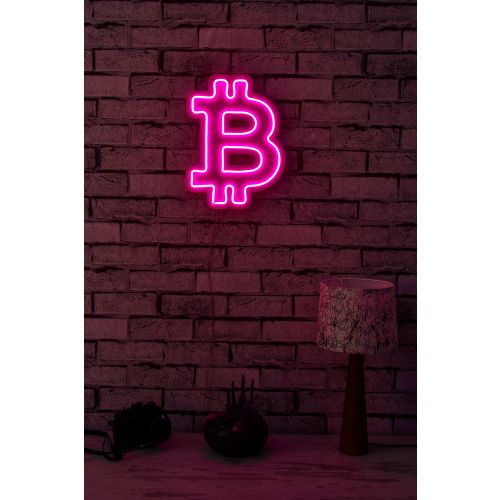 Wallity Ukrasna plastična LED rasvjeta, Bitcoin - Pink slika 2