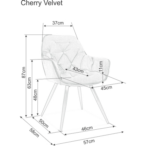 Stolica Cherry-tirkizna,baršun matt  slika 3