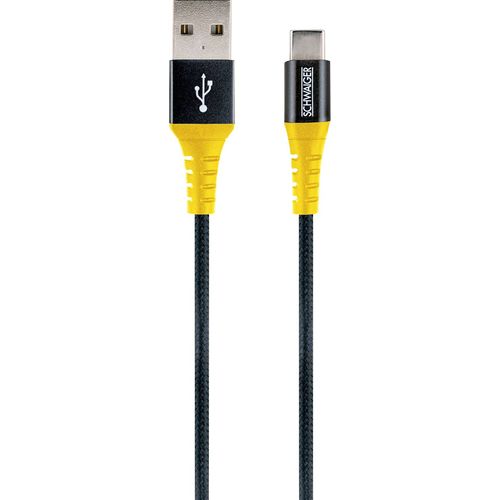 Schwaiger USB kabel USB 2.0 USB-A utikač, USB-C® utikač 1.20 m crna, žuta odporan na paranje WKUC10 511 slika 2