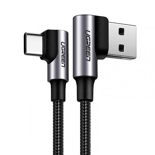 Kabel UGREEN, USB-C (M) na USB 2.0 A (M), 3A, kutni 90°, crni, 0.5m slika 1