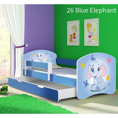 Dječji krevet ACMA s motivom, bočna plava + ladica 160x80 cm 26-blue-elephant slika 1