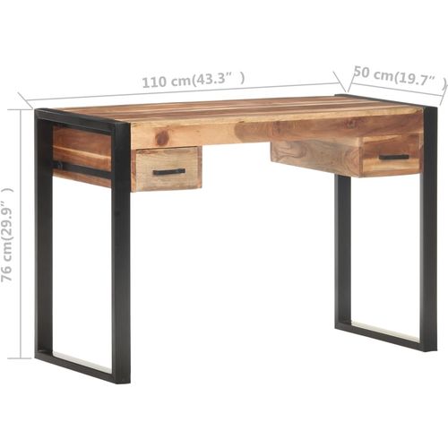 Radni stol 110x50x76 cm od masivnog drva s obradom od šišama slika 45