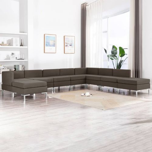 9-dijelni set sofa od tkanine smeđe-sivi slika 28