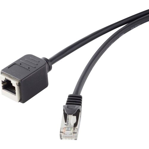 Renkforce  RF-4394121  RJ45  mrežni kabel, Patch kabel  cat 5e  F/UTP  1.00 m  crna  produžetak  sa zaštitom za nosić, pozlaćeni kontakti  1 St. slika 1