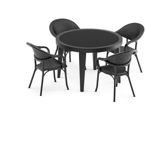 Tilia Garnitura  Flash-R, sto i 4 stolice,   Fi 110 Crna slika 1