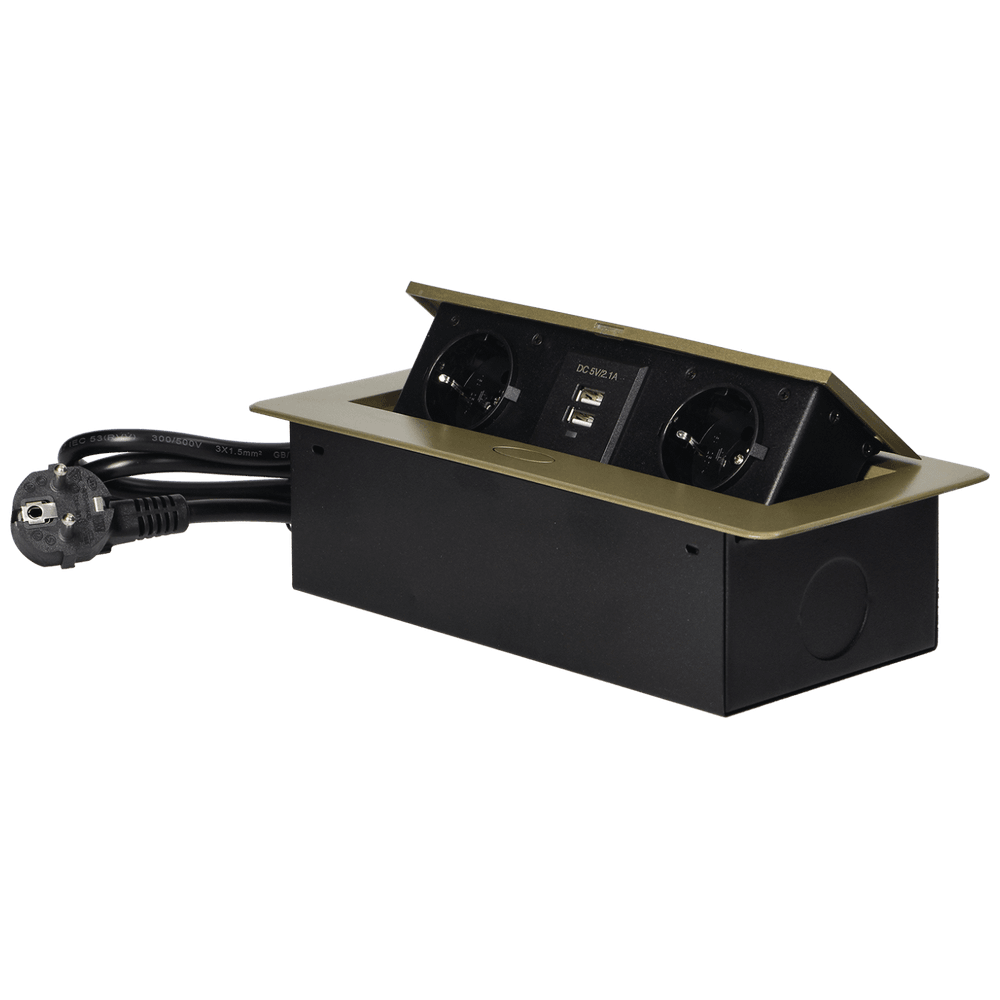 Orno Produžni kabel sa 2 x Schuko utičnice + 2 x USB, ugradbena - OR-AE-13126(GS)/BR slika 1