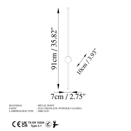 Zlatna zidna lampa Sword - 13487 slika 9