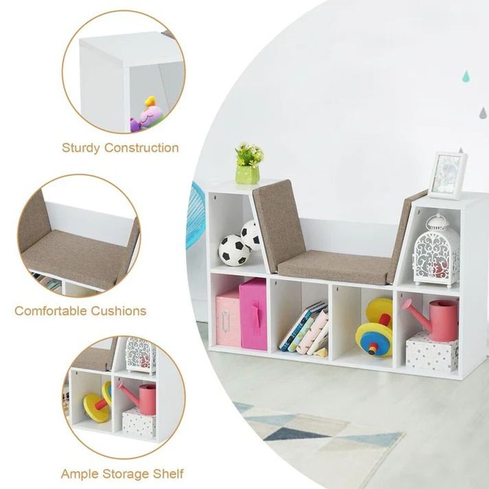 Kinder Home Dječija polica sa klupom, Bijela slika 6