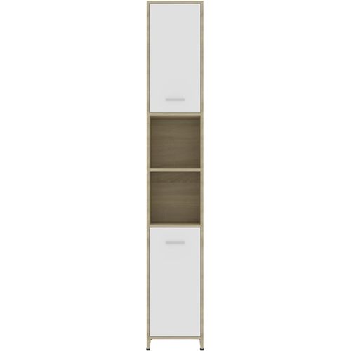 Kupaonski ormarić bijeli i boja hrasta 30x30x183,5 cm iverica slika 25